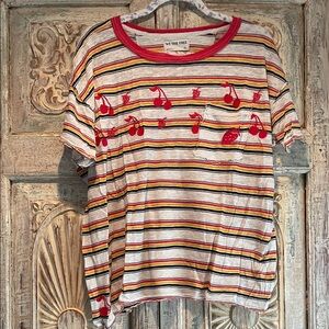 NWOT We The Free Cherri Tee Striped Tee /Red, Yellow, Black, XL/